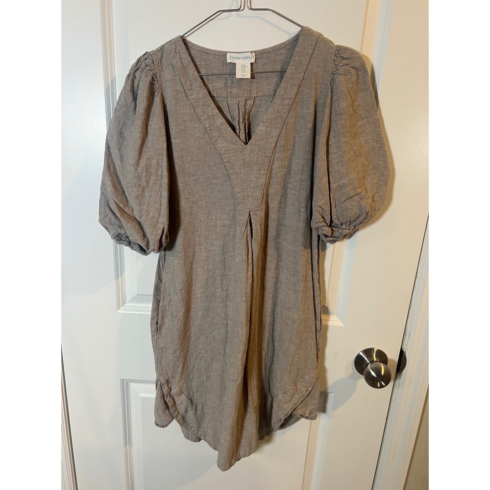 Cynthia Rowley Womens Dress Puff Sleeve Taupe Brown XS
